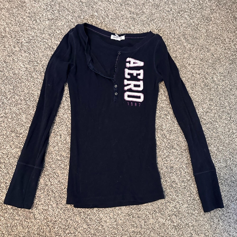 Aeropostale navy blue button up henley
